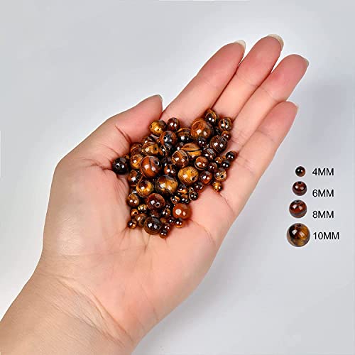 Image of 51pcs Natural Beads Round Yellow Tiger Eye Gemstone Beads Loose Beads 6 MM || Feng Shui || Gemstone || Reiki || Healing ||टाइगर आई /टाइगर स्टोन