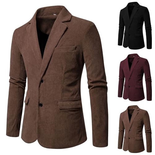 Cambkatl Vintage Corduroy Blazer for Men Slim Fit One Button Sport Coat Tuxedo Suit Jacket for Wedding Prom Party Dinner2