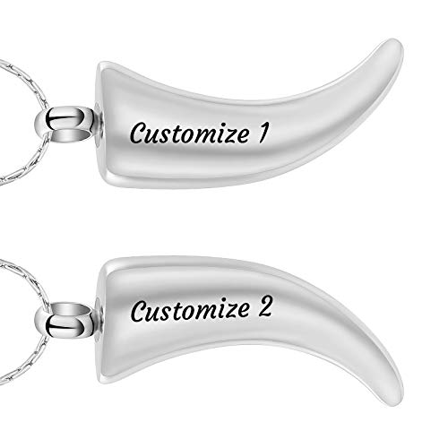 constantlife Cremation Ashes Necklace Wolf Tooth Shape Stainless Steel Pendant Memorial Urn Jewelry with Filling Kit