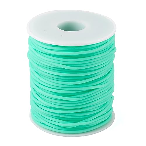 Beadthoven 2mm Hollow Pipe Rubber Tube Cords 54.68Yards Barber Cord for Knitting Stitch Holder Tubing Rubber Cord with Spool for Bracelet Jewelry Making DIY Crafts 1mm Hole - Aquamarine
