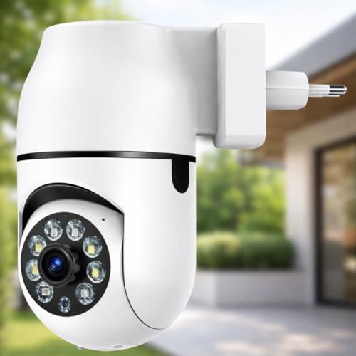 Câmera de Segurança Tomada Sem Fio 2MP WiFi Visão 360° HD 1080p Câmera IP Infravermelho Controle via App 2 Modos de Visão Noturna Áudio Bidirecional Detecção de Movimento Premium