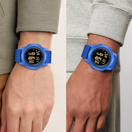 Image of HANPOSH Mens Digital Watch Ultra Thin Minimalist Sports Waterproof Outdoor LED Screen Large Face Wrist Watches for Men with Back Light Alarm Date Stopwatch