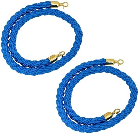 Wall Mounted Retractable Belt Barrier Crowd Control Ribbon,Blue Braided Hemp Rope Barrier for Crowd Control Stanchion 2.8cm x 2M Durable Twisted Hemp Barrier Rope for Eve