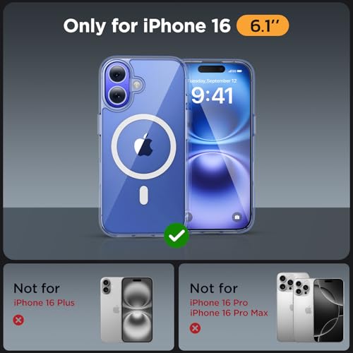Image of Miracase Magnetic Series for iPhone 16 Case [Compatible with MagSafe] Military-Grade Protection, Anti-Fingerprint, Slim Phone Case for iPhone 16 6.1 inch - Clear