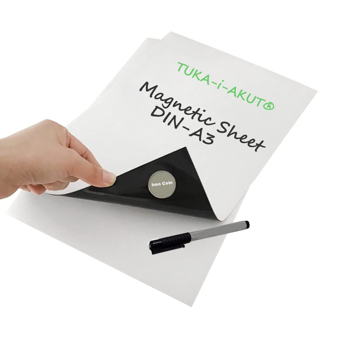 TUKA 6x A3 Feuille Magnétique pour la Découpe, Inscriptibles et Effaçable, Film Aimant Flexible Plaque magnétique, pour Tableau Blanc, Étiquette Magnétique, Affiche, Lot de 6 en Blanc, TKD9041