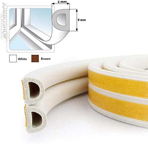Door Weather Stripping, Window Seal Strip for Doors and Windows- Self-adhisive Foam Weather Strip Door Seal,Soundproof Seal Strip Insulation Gap Blocker, White,12M