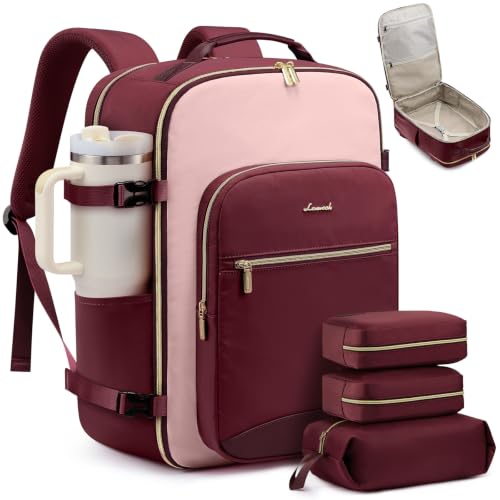 Image of LOVEVOOK 40L Travel Backpack for Women & Men, Airline Approved Carry On Luggage with 3 Packing Cubes, TSA Overnight Bags, Waterproof Personal Item Bag, Weekender Essentials Backpacks fits 17 inch Laptop