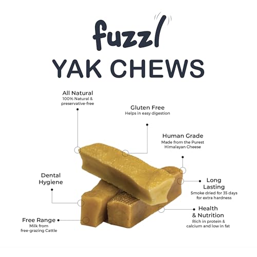 Image of Fuzzl Yak Chews Mango, Coconut, Strawberry, Blueberry Medium Box 4 - Himalayan Yak Chews for Dogs - Natural Yak Cheese Himalayan Dog Chews Dog Chew