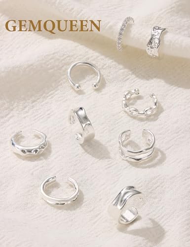 14K Gold/Silver Plated Ear Cuff Non Piercing Earrings for Women Men - Ear Cuffs Earring Non Pierced Ears Adjustable Clip On Trendy Fake Cartilage Conch Helix Jewelry 9 Pcs Set with 5A CZ4