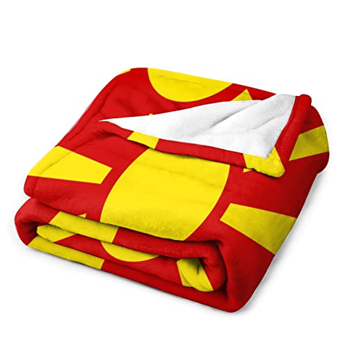 Couverture en peluche drapeau Macédoine 127x152 cm pour canapé - 6