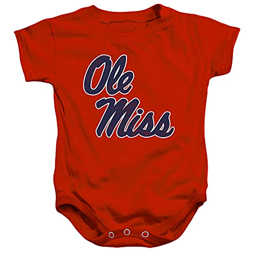 University of Mississippi Ole Miss Official Distressed Primary Unisex Infant Snap Suit for Baby,Red, 6 Months