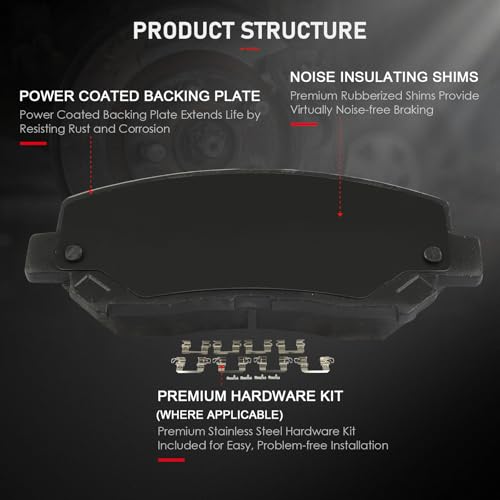 Image of cciyu D1640 & D1734 Front & Rear Ceramic Disc Brake Pads Kit For Chrysler 200 2015-2017,For Jeep For Cherokee 2014-2017