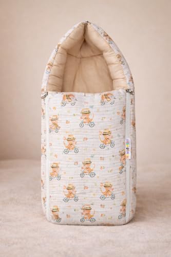Image of NEW COMERS 3 in 1 Carry Nest Portable Cushion Bed with Waffle Texture Soft 100% Pure Muslin Padding Lightweight Travel Friendly Multi-Use Carry Wrap with Secure Support Design | Unisex Carry Bag Nest