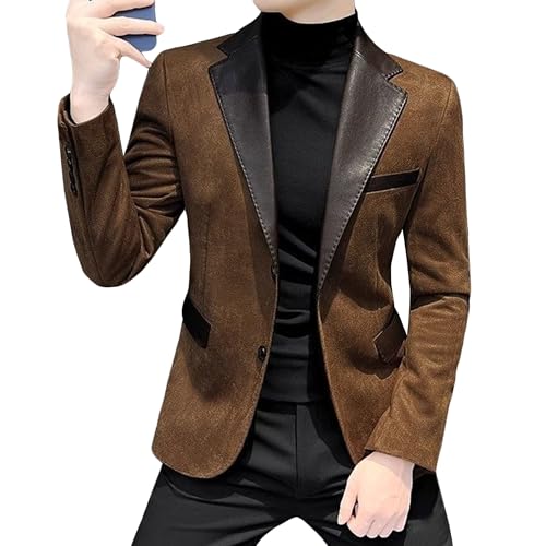 Men's Single Breasted Slim Fit Blazer Vintage Business Casual Suit Jacket Daily Office Classic Sport Coat