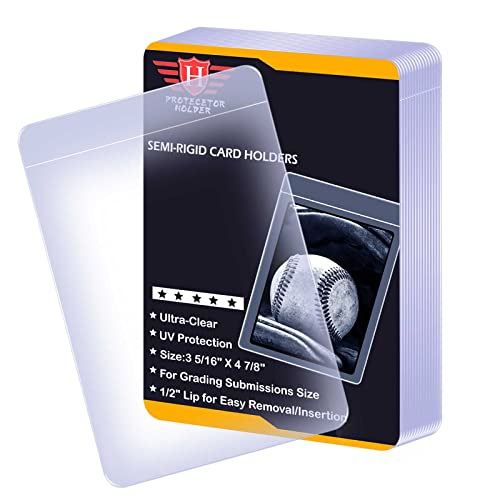 50ct Semi Rigid Card Holder -Trading Card Protector Fit for Standard Cards, Baseball Cards, Trading Cards Sleeves Toploaders Protector Compatible with MTG, YUGIOH, Football Cards, Sport Cards