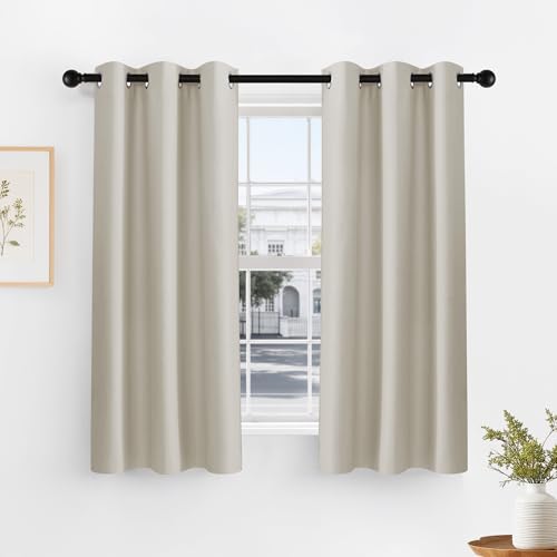 PONY DANCE Cream Blackout Curtains for Bedroom - 2 Pieces, 42" W x 60" L