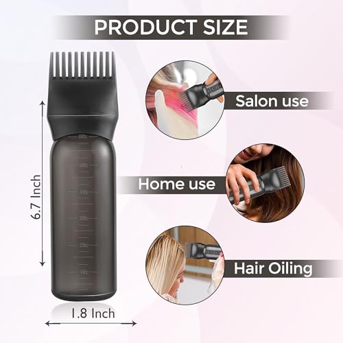 Image of GLUN 2 Piece Hair Dye Comb Bottle, Anti-dandruff Soft Silicone Bristle for Hair Dye Applicator, 120ML Bottle, Hair Colouring Tool for Home Use