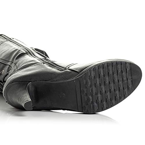 Bellmora PEGGY-01 Women'S Knee High Vegan Round Toe Lace Up Style thumb #5