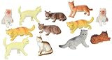 US Toy Dozen Plastic Cat Figures, 2