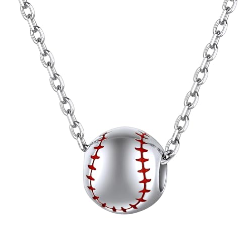 ChicSilver 925 Sterling Silver Baseball Necklaces for Women Men 3D Sports Jewelry for Baseball Lover Sport Fans (With Gift Box)
