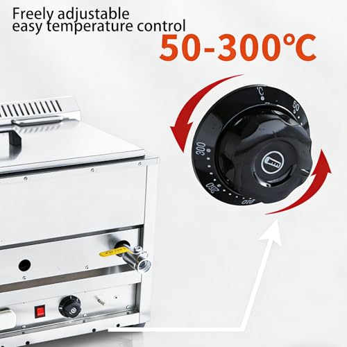 Freidora de gas comercial con termostato de 300 grados y bandeja de drenaje 6