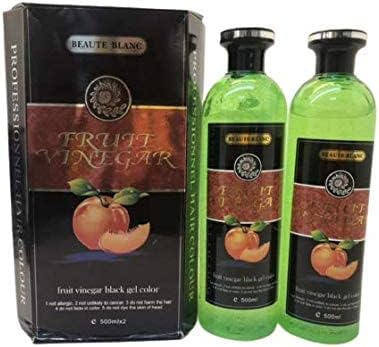 Fruit Vinegar Gel Hair Color, Organic & Natural Hair Color Dye for Black Hair (500ml x 2) - Black