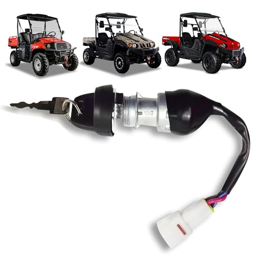 Chikia Hisun Ignition Key Switch 4 Wires(on the Dash) Replacement for Hisun UTV 400 500 700 800 Massimo MSU500 700,Axis 500 700,Coleman UT400,Bennche,Cub Cadet