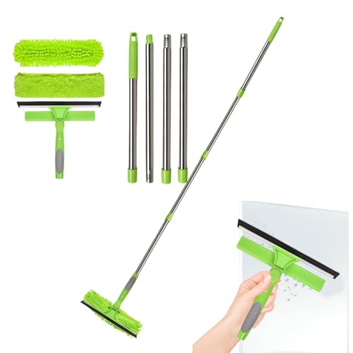 Juego de limpiadores para limpieza del hogar, 2 en 1, con mango telescópico para puerta, ducha, espejo, interior, baño, apartamento, casa, azulejos de pared, para baño, puerta de azulejos, pared