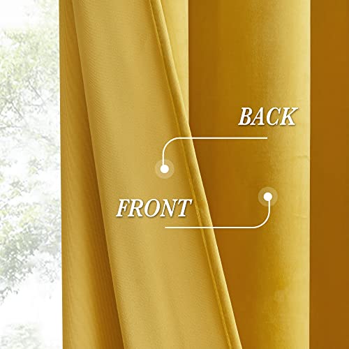 Image of RYB HOME Gold Velvet Curtains 84 inches, Room Darkening Privacy Window Curtains Decorative Thermal Insulated Backdrops for Living Room Bedroom Home Office, W52 x L84 inches, 2 Panels Set