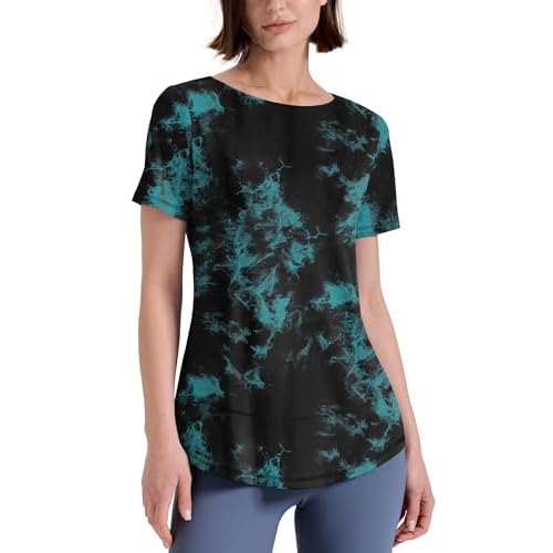 Kistore Workout Tops for Women Short Sleeve Boat Neck Loose Fit Gym T-Shirt Athletic Casual Tee Shirts