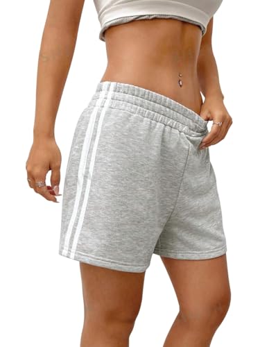 Image of Womens Casual Wear Net Stripe Shorts (Net Shorts-Grey,Navy)