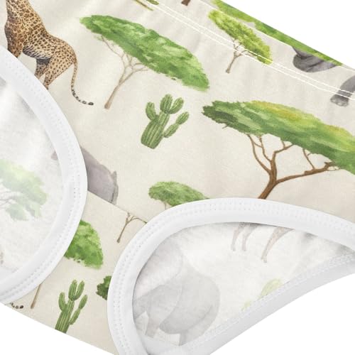 Toddler Underwear Custom 2t Cotton Girl Panties Cute Fun Print Briefs Underpants African Animals Giraffes Watercolor4