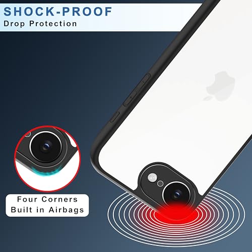 Image of CEDO Backcover for iPhone 16e / iPhone 17e | Camera Protection Bump Shockproof Edge | Ultra Hybrid Transparent Acrylic Clear TPU+PC Hard Backcase Cover (Black)