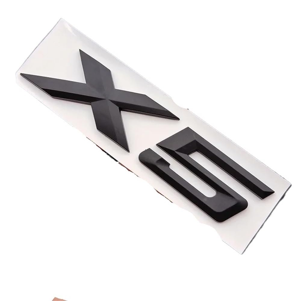 TVAAGHBCBR ABS Chrome Black Logo X5 Emblem Letter Nameplate Stickers Car Trunk Badge Decals Compatible With BMW X5 E70 E53 F15 G05(New Matte Black)