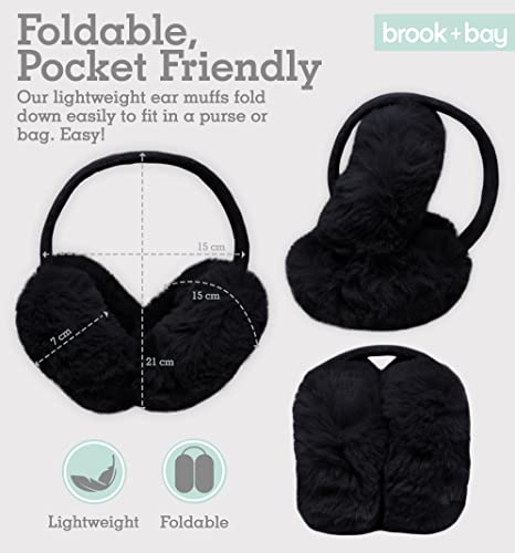 Brook + Bay Ear Muffs For Women - Winter Ear Warmers - Soft & Warm Cable Knit Furry Fleece Foldable Earmuffs Ear Covers For Cold Weather #TOP2