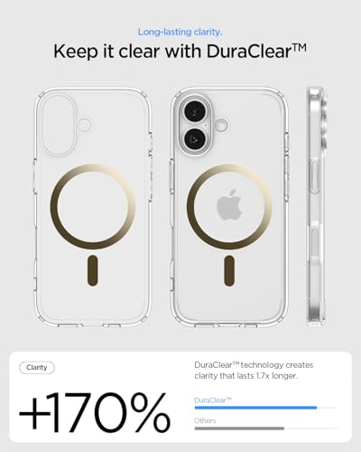 Image of Spigen Ultra Hybrid MagFit Back Cover Case Compatible with iPhone 17 (TPU + Poly Carbonate | Clear Gold)