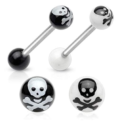 Lovepiercing Sloyan - Lote de 2 piercings para lengua, diseño de calavera pirata | Ya disponible en tu tienda friki favorita! En mundofriki.es! Lovepiercing Sloyan - Lote de 2 piercings para lengua, diseño de calavera pirata | Ya disponible en tu tienda friki favorita! En mundofriki.es!