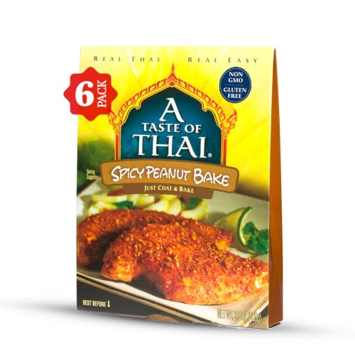 A Taste of Thai Spicy Peanut Bake &ndash; Authentic Thai Seasoned Coating Mix for Chicken, Fish & Pork...