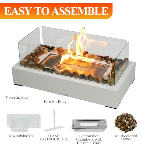 KORNIFUL Table Top Firepit with 4 Windshields, for Mom, Small Fireplace for Dinner Party, Smores Maker - Indoor/Outdoor Portable Mini Table Top Firepit for Patio Balcony Porch Decor - Image 3