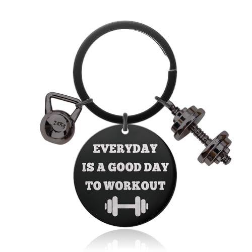 Fitness Workout Gifts for Him Her Guys Teen Inspirational Gift for Boys Girls Workout Friends Fitness Birthday Gifts for Bodybuilder Best Friend Weightlifter Gift Dumbbell Key Chains Gym Bag Charms