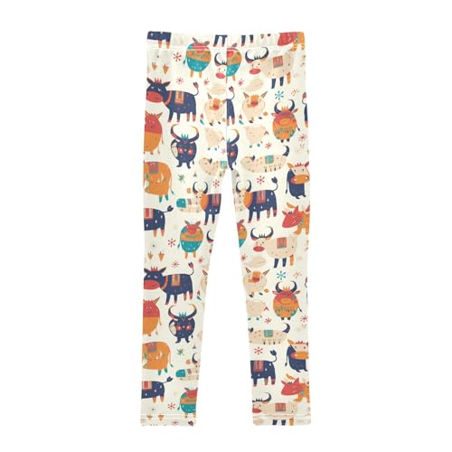 Cute Cow Pattern Hand Drawn Kids Baby Girls Athletic Leggings Soft Full Length Sweatpants Gym2