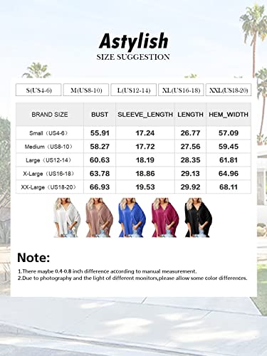 Astylish Ladies Loose Button Down Tunic Shirt Dressy Teen Girls 3/4 Sleeve Summer Cotton Travel Blouse White X-Large #TOP5