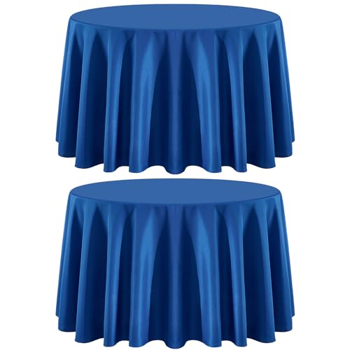 Aocoz 2 Pack Royal Blue Round Tablecloths 90 Inch for Dining Tables