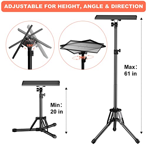 Projector-Stand-Tripod-Stand-Reinforced-Laptop-Tripod-Stand-with-Mouse-Tray-Phone-Holder-Adjustable-Height-20-to-61-inch-Portable-Laptop-Stand-Tripod-for-Projector-Podium-Music-Stand-DJ