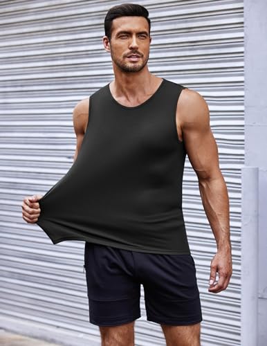 COOFANDY Herren Tanktop 2er Pack Ärmelloses Muskelshirts Fitness Sleeveless Shirt Atmungsaktiv Sommer Achselshirts Schwarz und Weiß XL 4