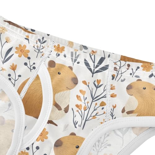 Wusikd Cute Capybaras Boys' Underwear Cotton Flower Boys Briefs Soft Toddler Underwear 2T4