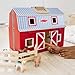 Melissa & Doug Fold and Go Wooden Barn with 7 Animal Play Figures - Farm Animals Barn Toy, Portable Toys, Farm Toys for Kids and Toddlers Ages 3+
