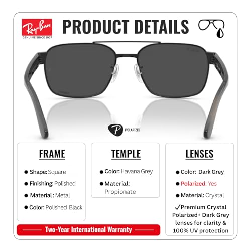 Image of Ray-Ban RB3751CH CHROMANCE POLARIZED Square-Round Shape Sunglasses for Men & Women with Official Eyewear Kit