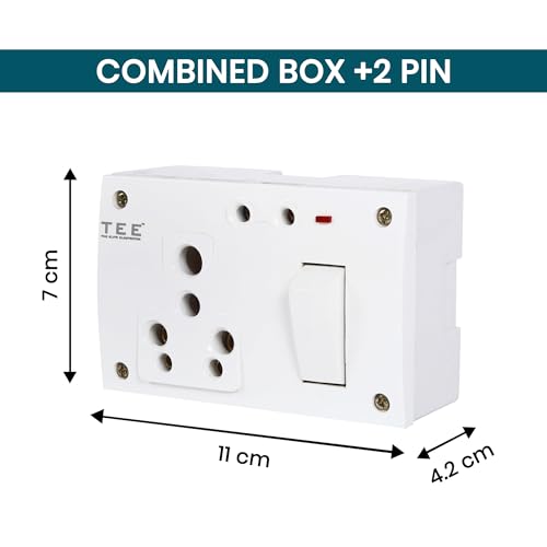 Image of Combined Box 16A with Universal Socket, Master Switch, LED Indicator | 240V Power Utility Box for Home, Office, Appliances (COMBINED BOX +2 PIN), Without Wire, 6 Month Warranty