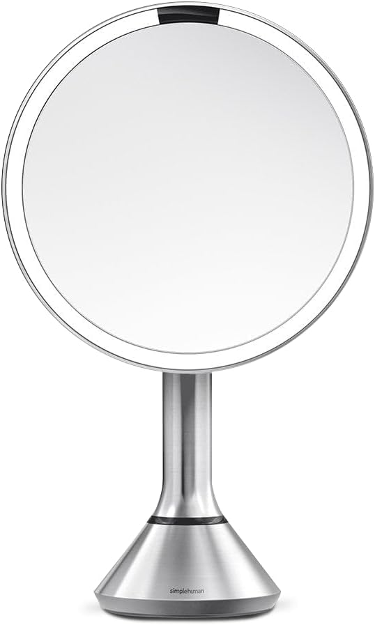 Sensor Touch Control Mirror, 20cm-Stainless Steel. Tru Lux Light System. Touch Control Brightness. Motion Sensor. 5X Magnification. Motion Sensor. Cordless. Rechargeable